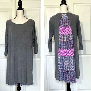 Altar’d State Boho Patchwork 3/4 Sleeve Jersey Dress, Medium